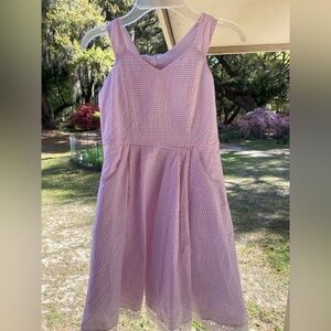 Rare Editions Pink seersucker striped Dress with Lace Hem NWT size 10
